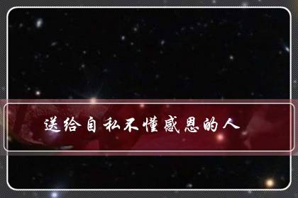 送给自私不懂感恩的人（发朋友圈骂忘恩负义的人）-八凡集