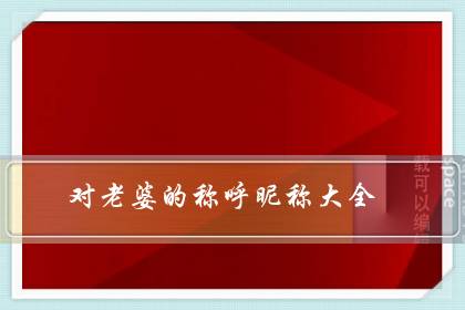 对老婆的称呼昵称大全（老婆备注名称大全集）-八凡集